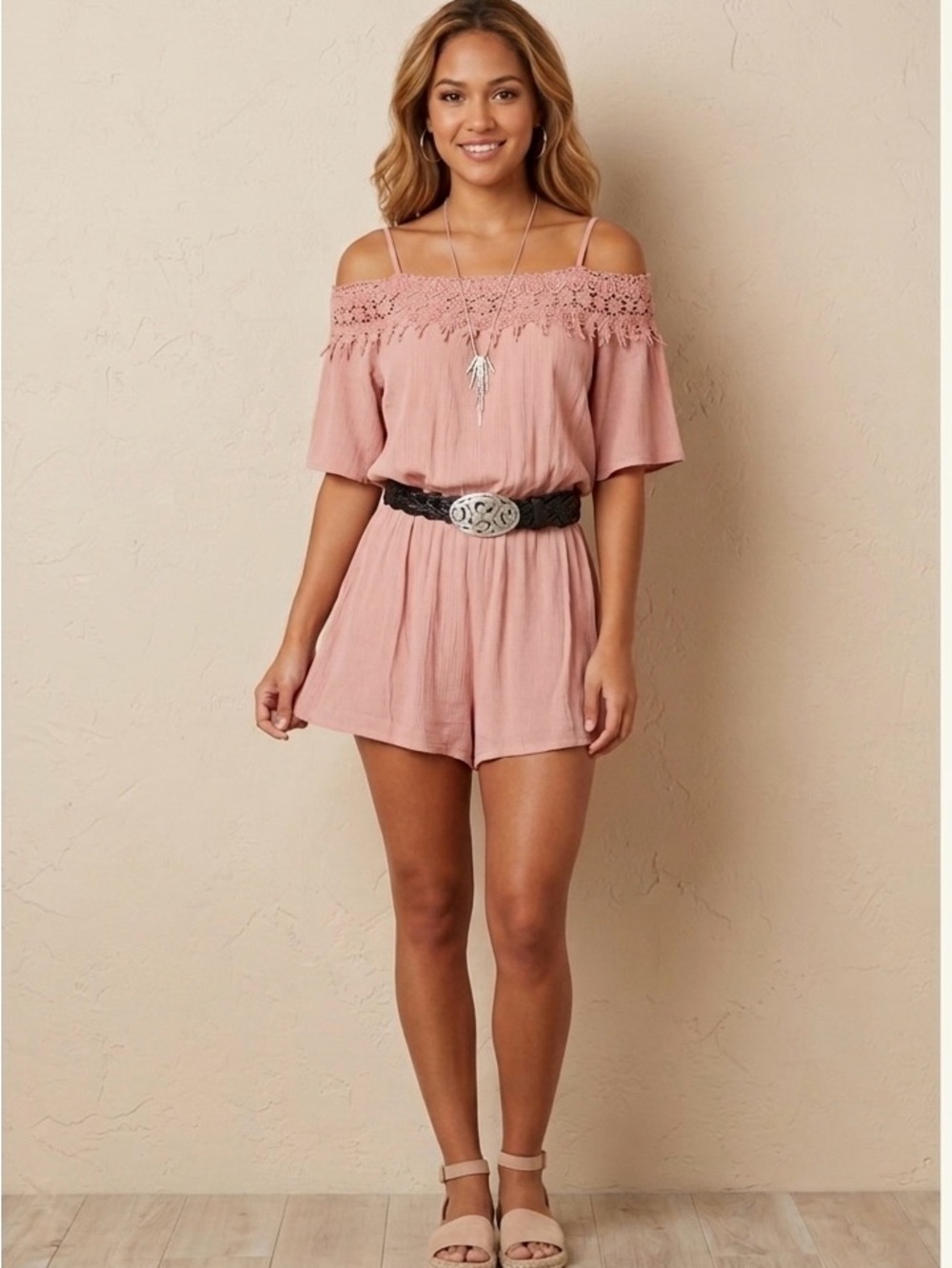 ❤️Summer Clearance❤️Blush Off The Shoulder Romper